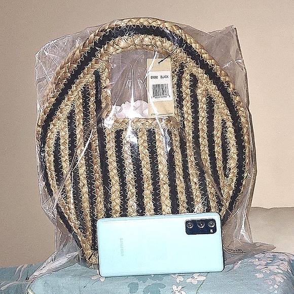 Magid Jute Tote Bag Petite/Medium (Blk/Wheat) NWT - Picture 5 of 13